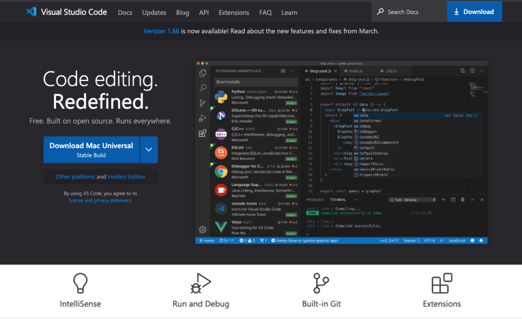 VSCodeのダウンロード画面